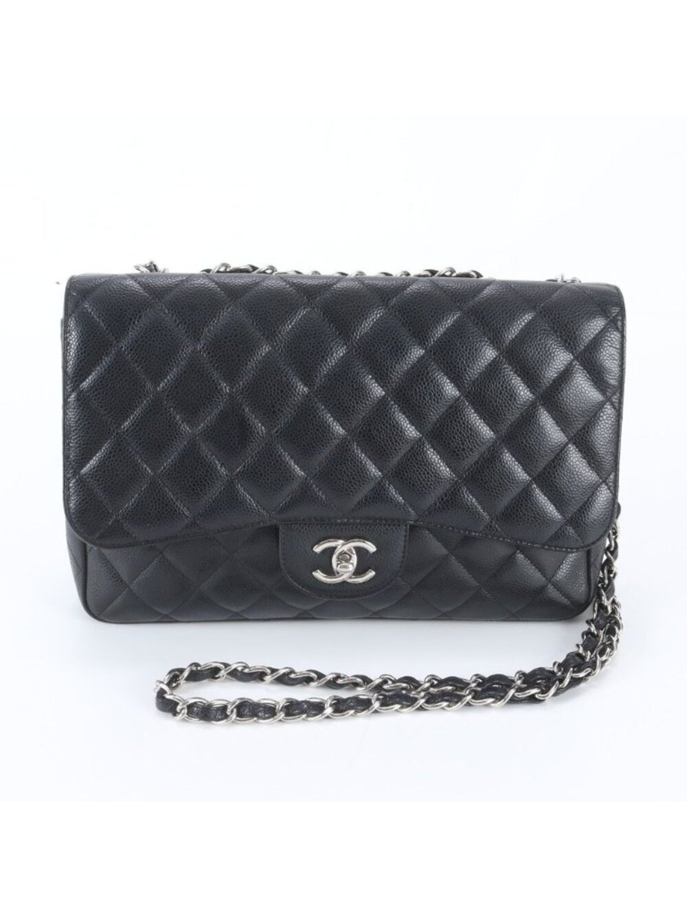 Chanel Big Quilted Caviar Leather 2-Way Shoulder Bag